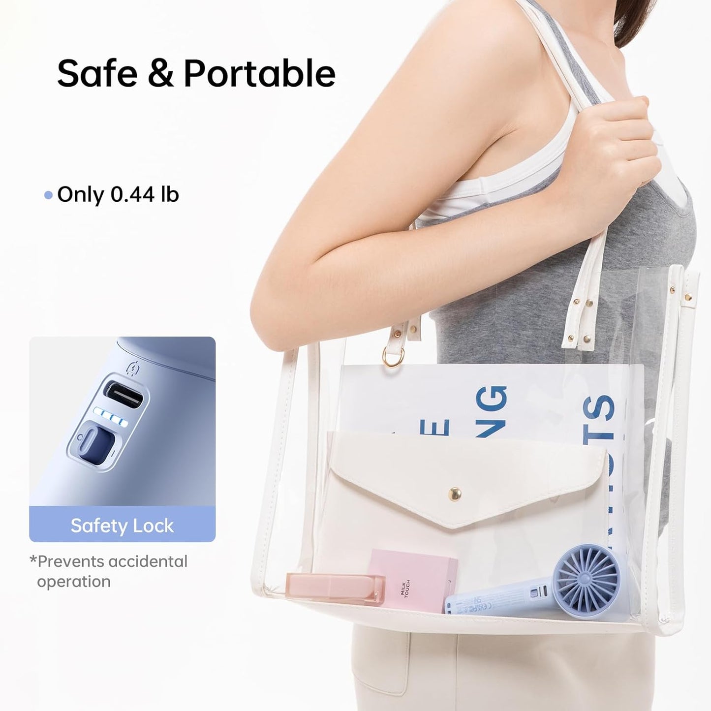 JISULIFE Portable Handheld Fan, 4000mAh Rechargeable Mini,Up to 22 Hours Cooling,5 Speed Strong Wind, USB Personal Fan for Travel Outdoor Camping Beach Makeup（Blue）