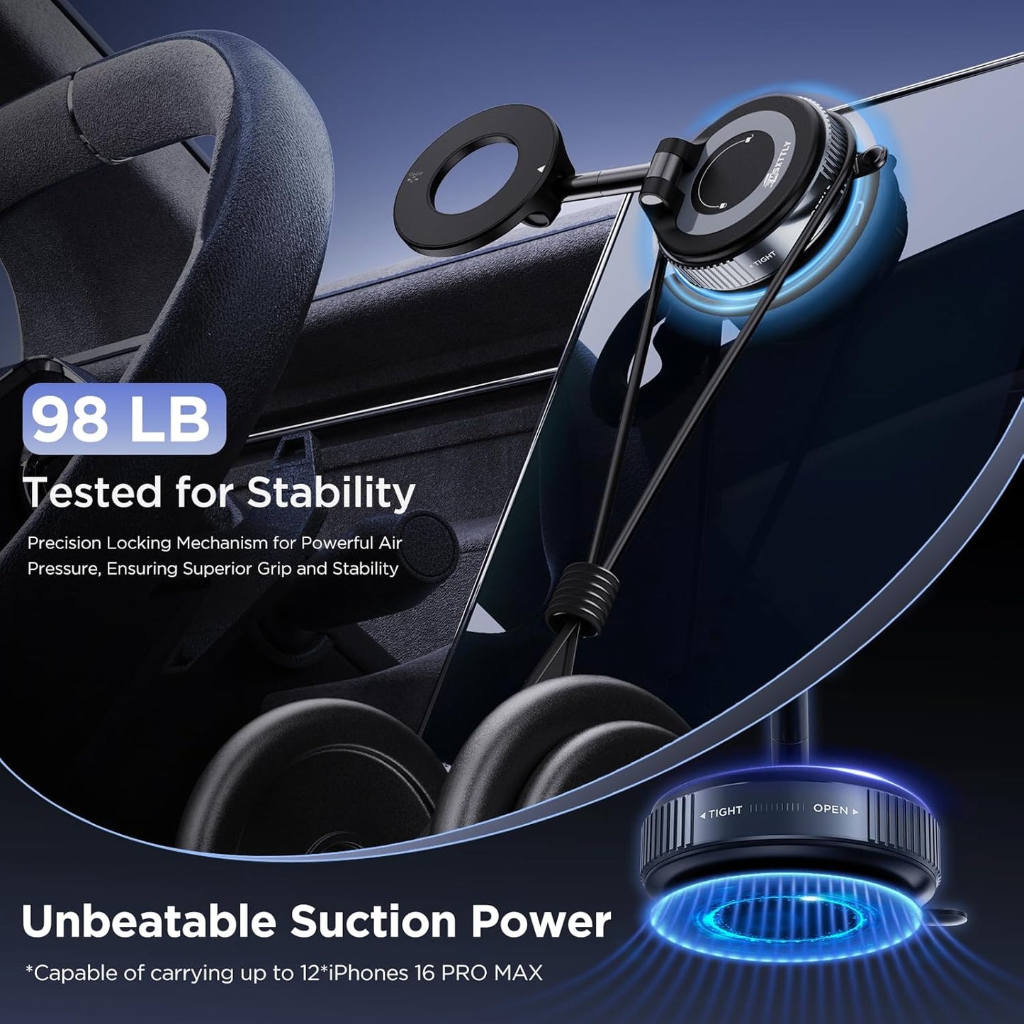 Vacuum Magnetic Phone Holders for Your Car 2026 Suction Cup Phone Mount with Washable Nano Gel Pads 360° Adjustable Phone Mount Unlock More Scenes,Phone Holder for Smartphone&Car/Gym/Mirror