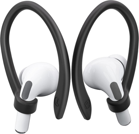 2 Pairs AirPods Ear Hooks for AirPods Pro 2, AirPods Pro, AirPods 4, 3, 2 & 1, Upgraded Anti Slip Sports Clip Hooks for AirPods 1, 2, 3, 4,Pro, Pro 2 – Black
