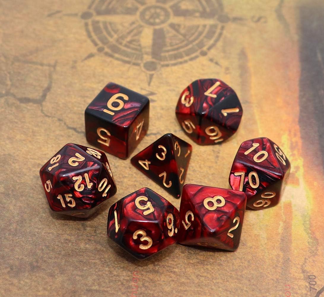 Polyhedral D&D Dice Set-5 Pack Double-Colors Dice Sets Compatible with Dungeons and Dragons DND Role Playing Game RPG MTG Games Dice with D4 D6 D8 D10 D% D12 D20 (5 Colors Set)