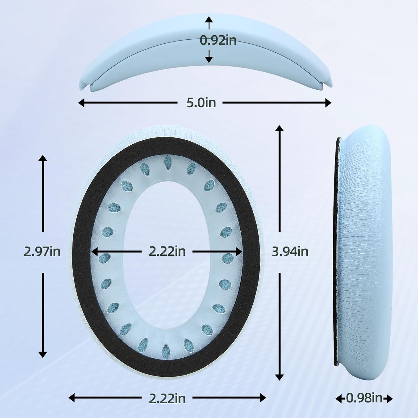 Earpads and Headband Cover Ear Muffs for Bose QC35 QC45 Headphones Accessories with Protein Leather& Memory Foam (Sky Blue)