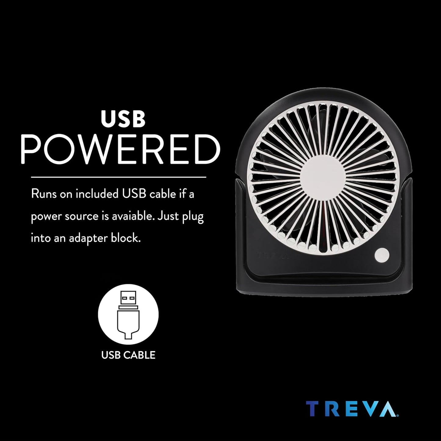 Treva 5 Inch Rechargeable Powered Clip Fan 3 Speed Slim and Portable Indoor and Outdoor Cooling Multi-Directional
