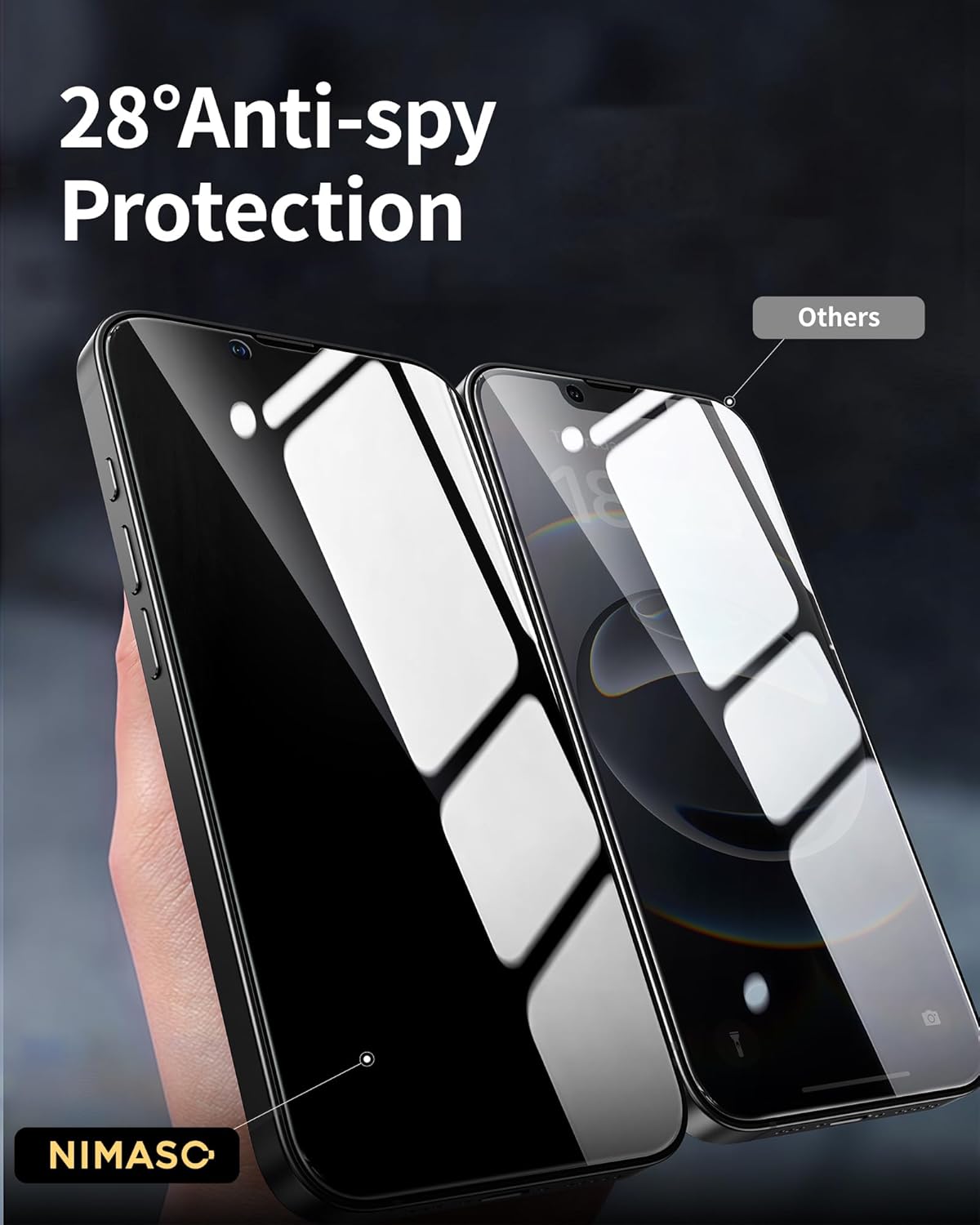 NIMASO for iPhone 16e/13 Pro/13/14 Screen Protector, 2 Pack Privacy Tempered Glass Screen Protector for iPhone 16e, 28°Anti-Spy, Automatic Dust Removal, Instant Installation (6.1 inches)