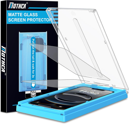 Mothca 2 Pack Matte Glass Screen Protector for iPhone 13 Pro Max/iPhone 14 Plus 6.7” [Auto Fit Box Dust] Full Coverage Anti-Glare & Anti-Fingerprint Tempered Glass, Bubble Free, Smooth as Silk