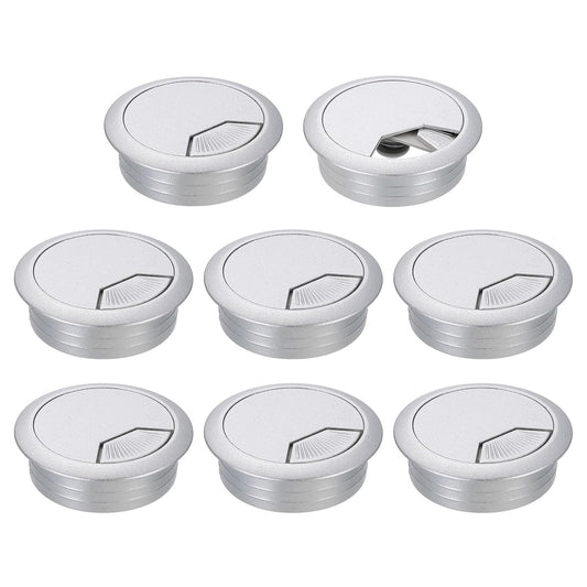 uxcell 8 Pcs 50mm (1.97 Inch) Desk Grommet, Plastic Cable Hole Cover, Wire Cord Cable Organizer for Home Office Computer Desk Cabinet, Silver