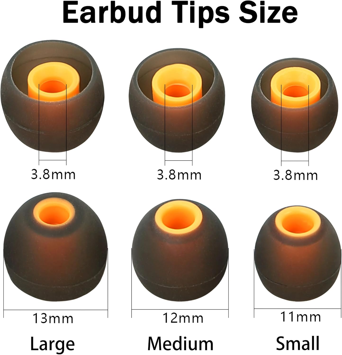 Silicone Replacement Earbud Tips Ear Tips Fit Most in-Ear Earbuds(Inner Hole 3.8mm -5.1mm) Headphone Rubber Tips Earbud Covers 9 Pairs S M L