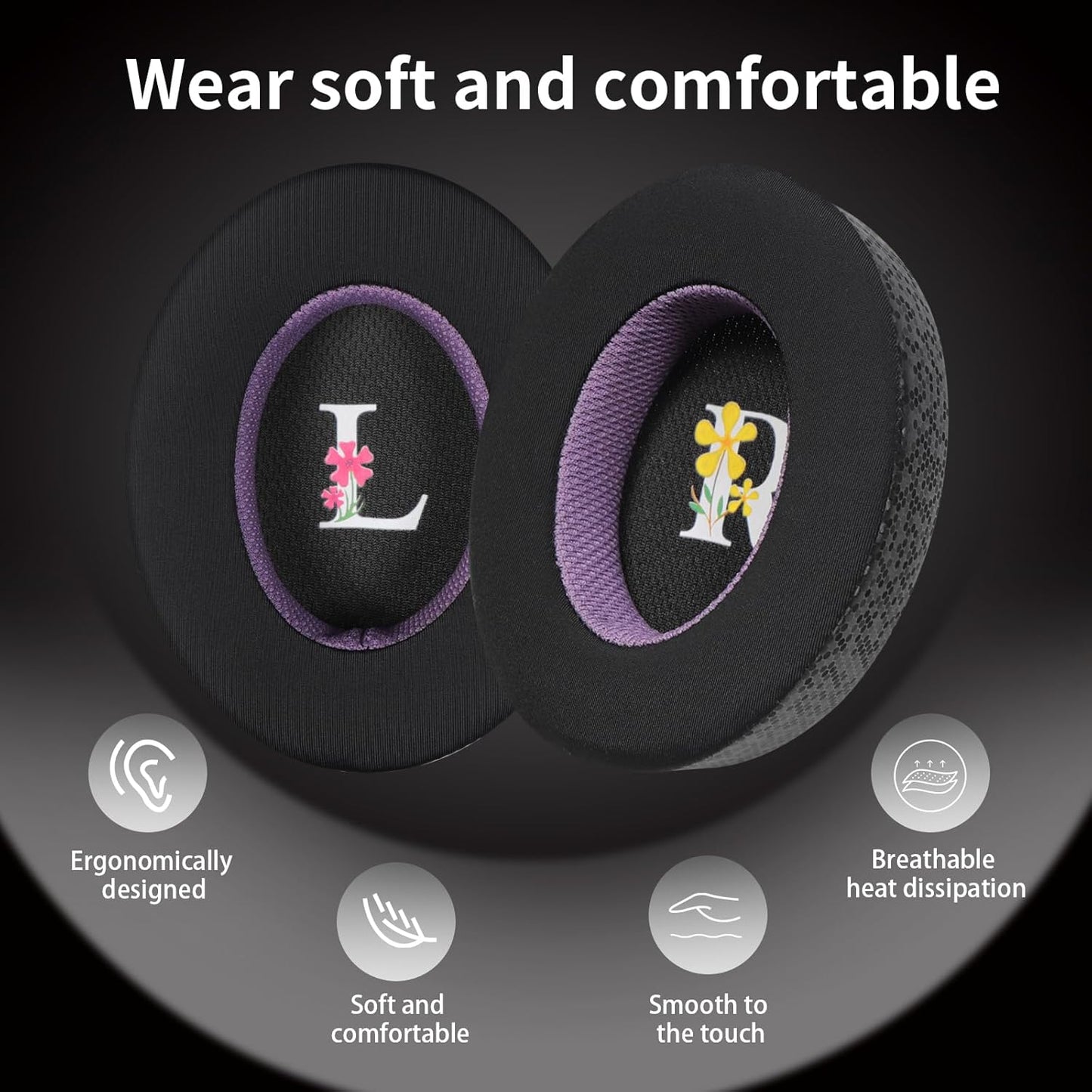 Magic Ice Gel Replacement Earpads for SENNHEISER MOMENTUM3 - Black/Purple, Comfortable & Durable