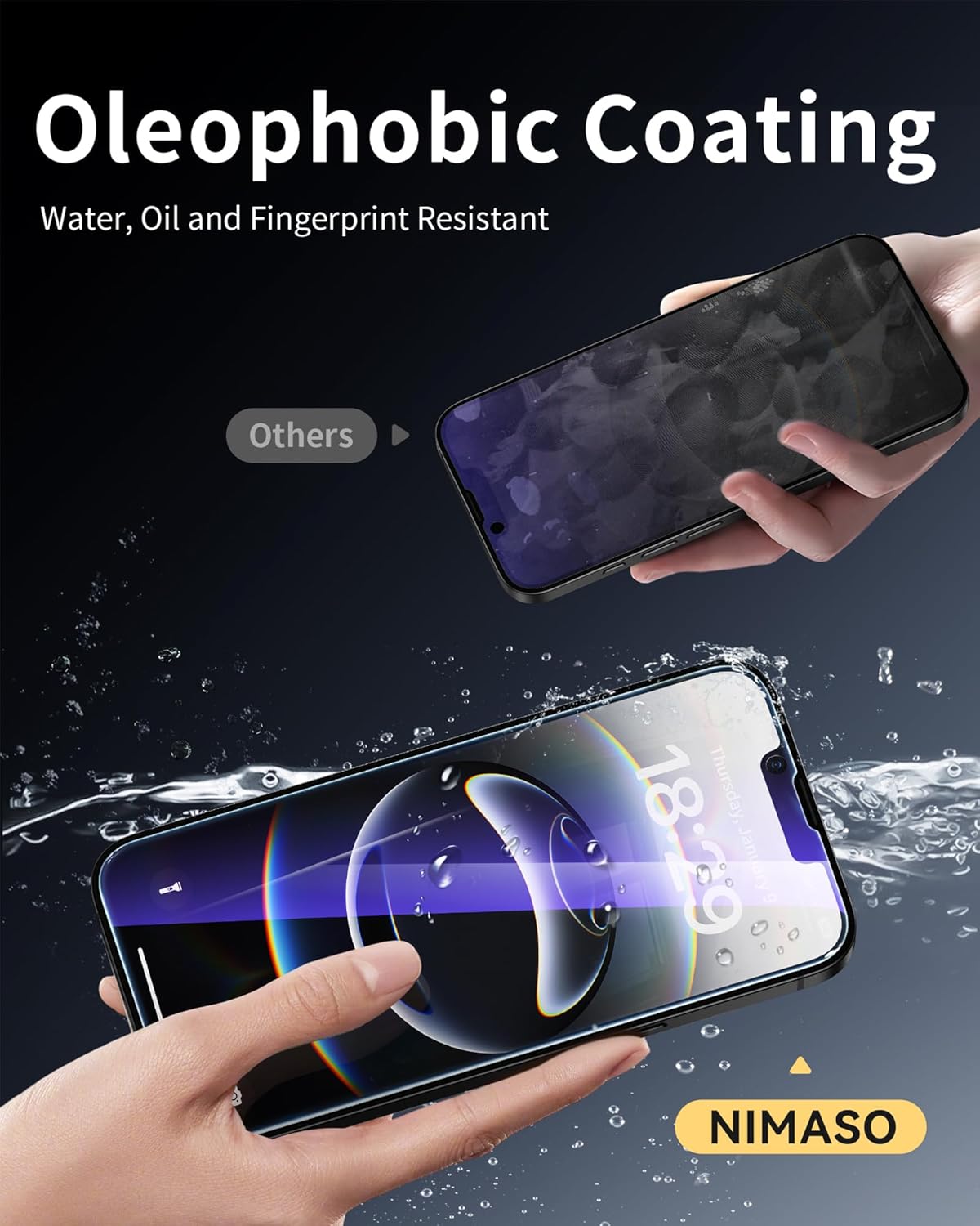 NIMASO for iPhone 16e/13 Pro/13/14 Screen Protector, 2 Pack Anti Blue Light Tempered Glass Screen Protector for iPhone 16e, Automatic Dust Removal, Instant Installation (6.1 inches)