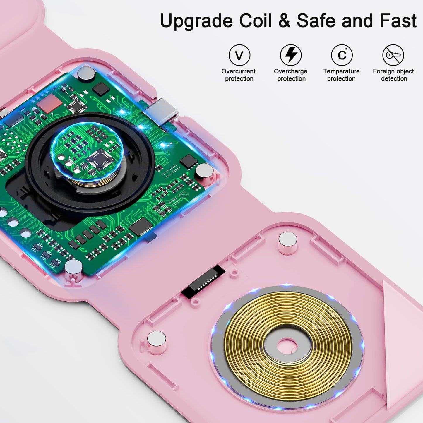 Wireless Charger 3 in 1,RTOPS Magnetic Travel Wireless Charging Station Multple Devices,GaN 3 in 1 Charging Station,Compatible for iPhone16/15/14/13/Pro/Max,iWatch,AirPods4/3/2/Pro(Adapter Includes)