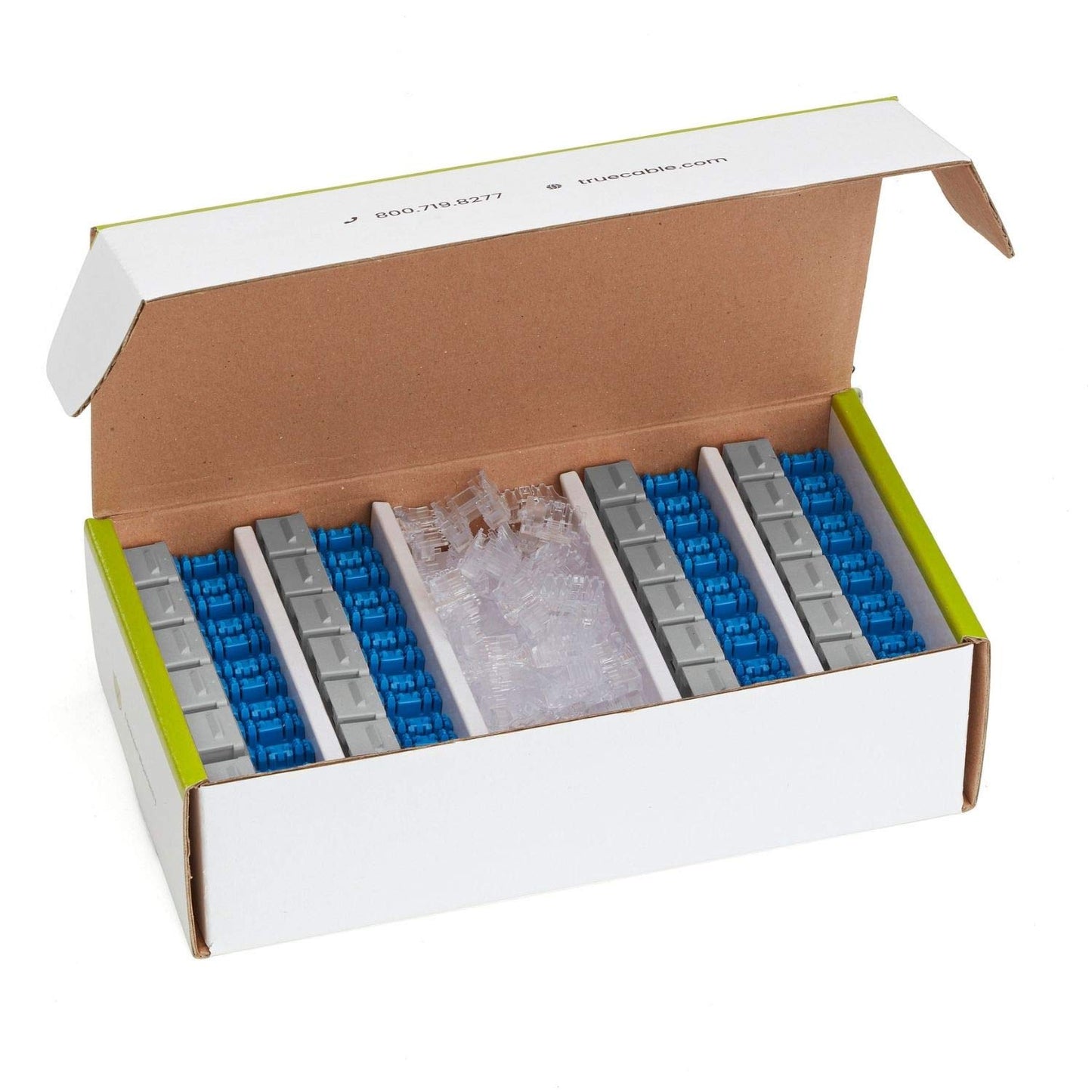 trueCABLE Cat5e Keystone Jack, Unshielded (UTP), 90 Degree Punch-Down, PoE++ (4PPoE) 100W, UL Listed, ETL Verified, ANSI/TIA Certified, Modular RJ45 Female, Gray, 48 Pack