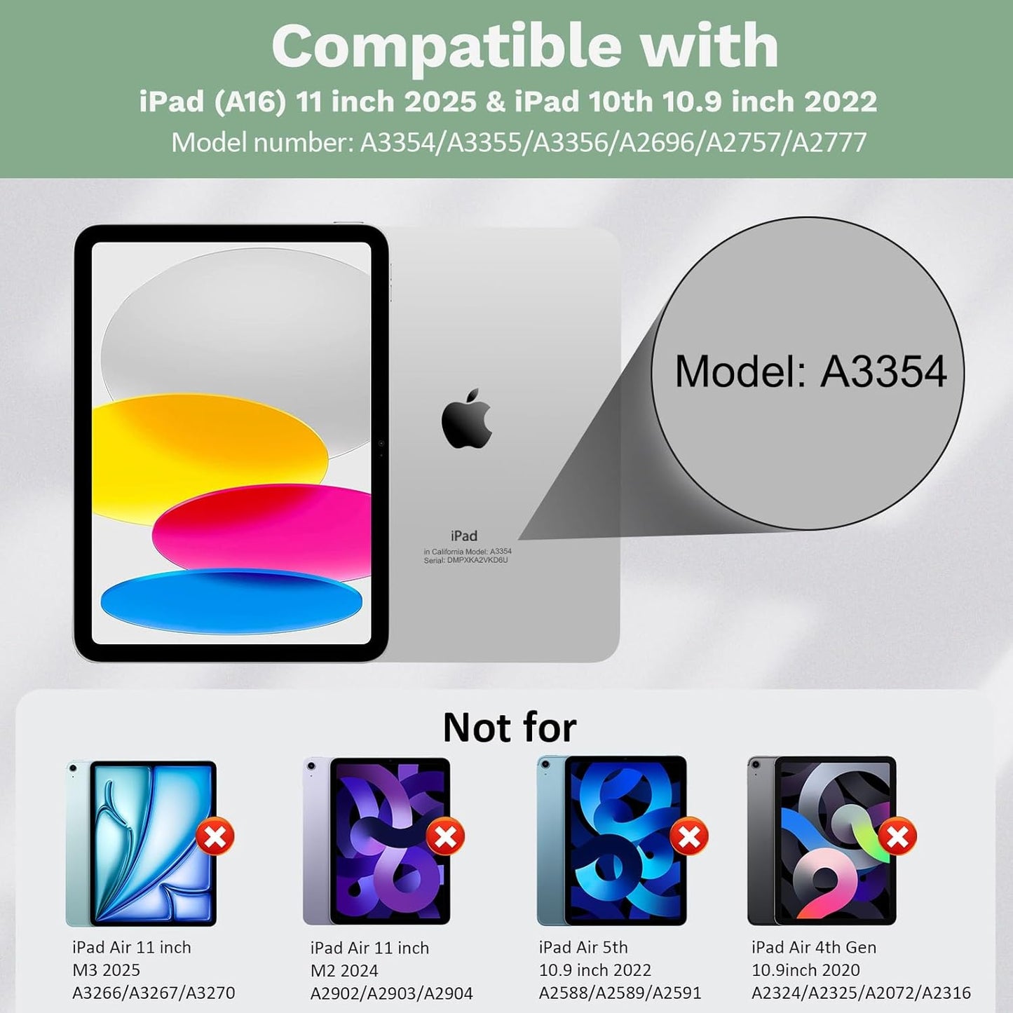 MoKo Touch Keyboard Case for iPad (A16) 11th Generation 11 inch 2025, iPad 10th Generation 10.9 inch Case with Pencil Holder, 7 Colors Backlit Multi-TrackPad Detachable Bluetooth Keyboard, Green