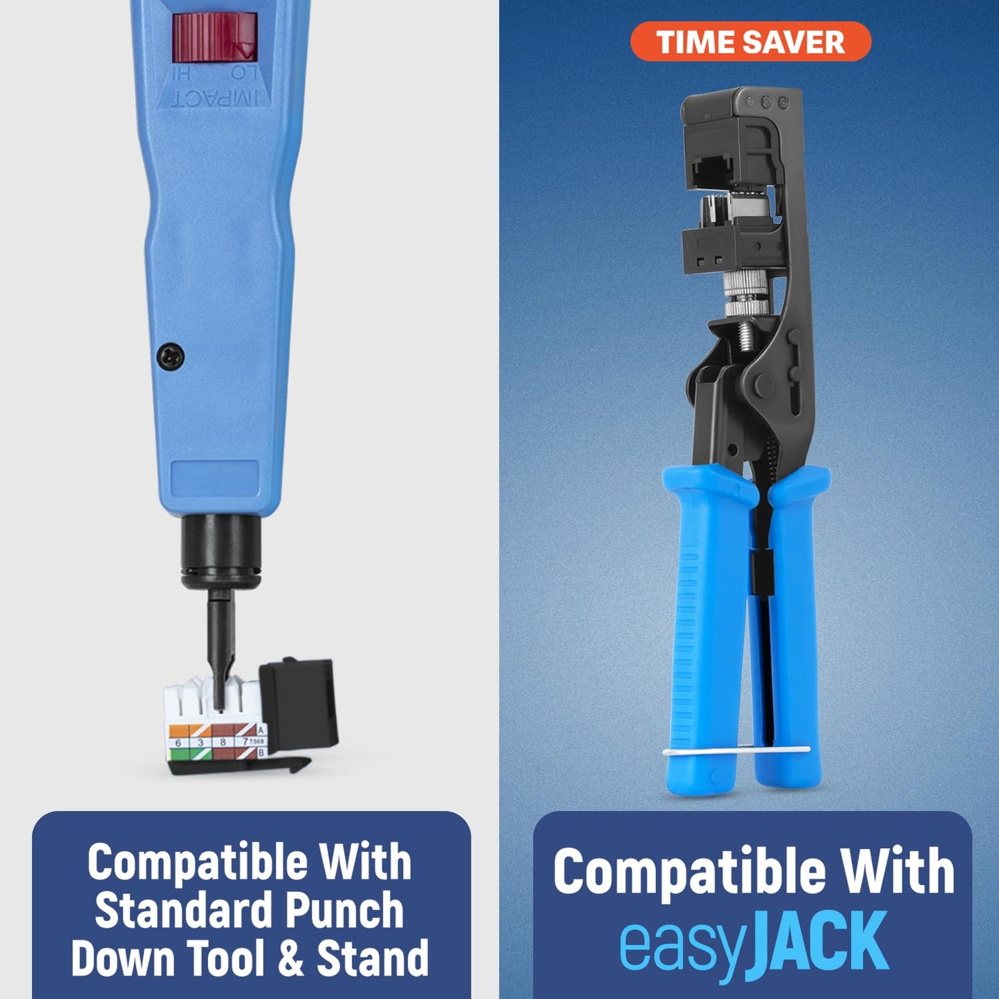 Everest 90° Angled RJ45 Cat6 Keystone Jacks 50-Pack in Black - Slim Profile Female RJ45 Connectors - Cat 6 Keystone Jack - Compatible with 90° Angled Speed Termination Tool - easyJACK (B094WB91H3)