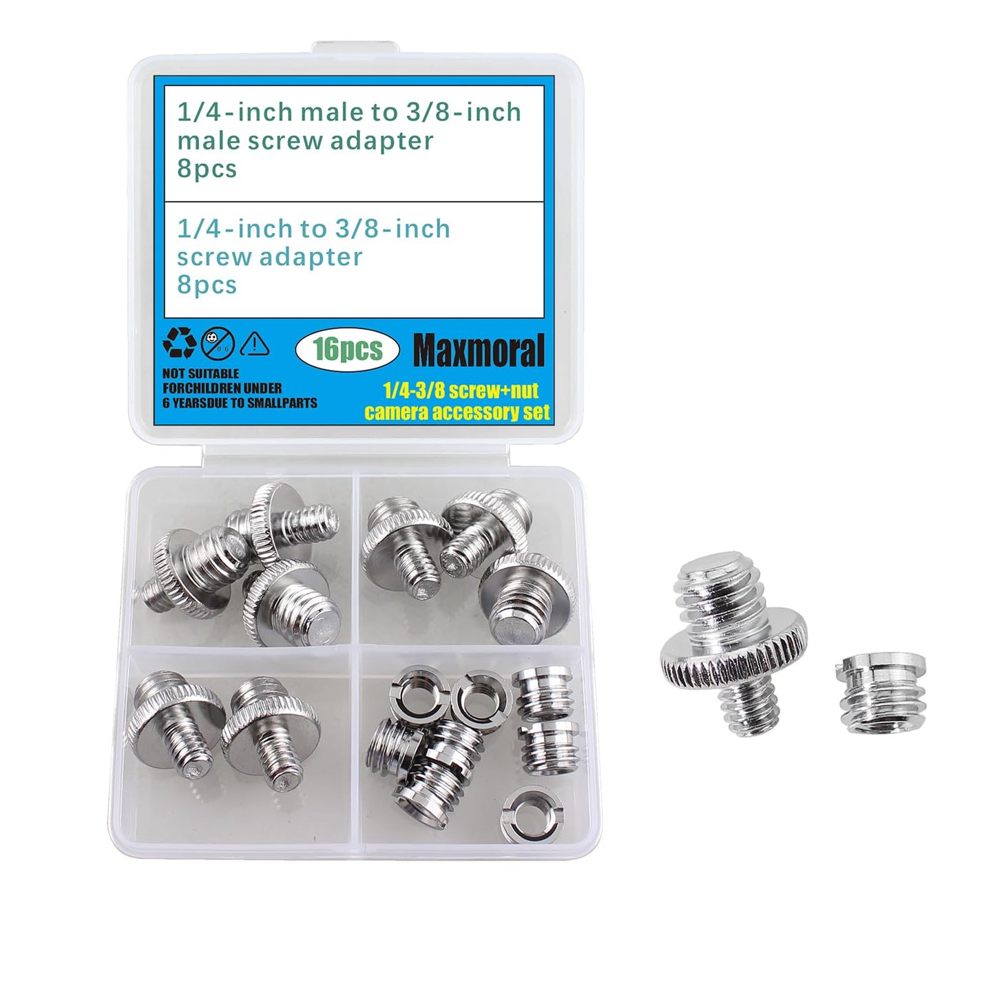 Maxmoral 16PCS 1/4 to 3/8 Tripod Screw Nut Adapters Camera/Light Stand Accessories Electronics Part