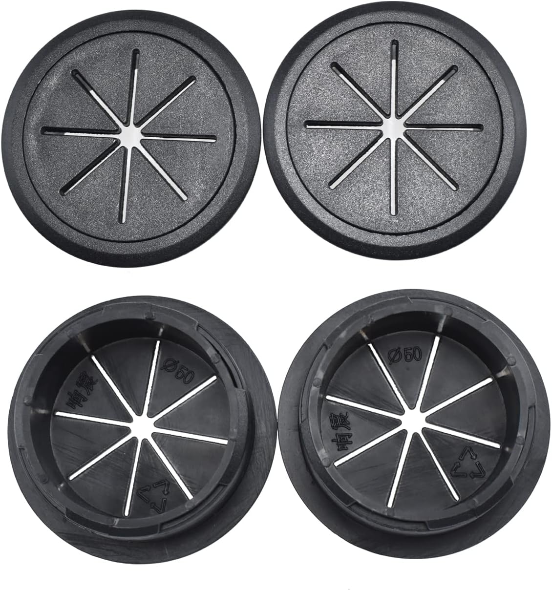 Aifeier ET 2PCS Desk Grommet 2 Inch/50mm Rubber Cable Wire Grommet Cable Hole Cover for Managing and Hiding Office PC Desk Cable Cord (Black)