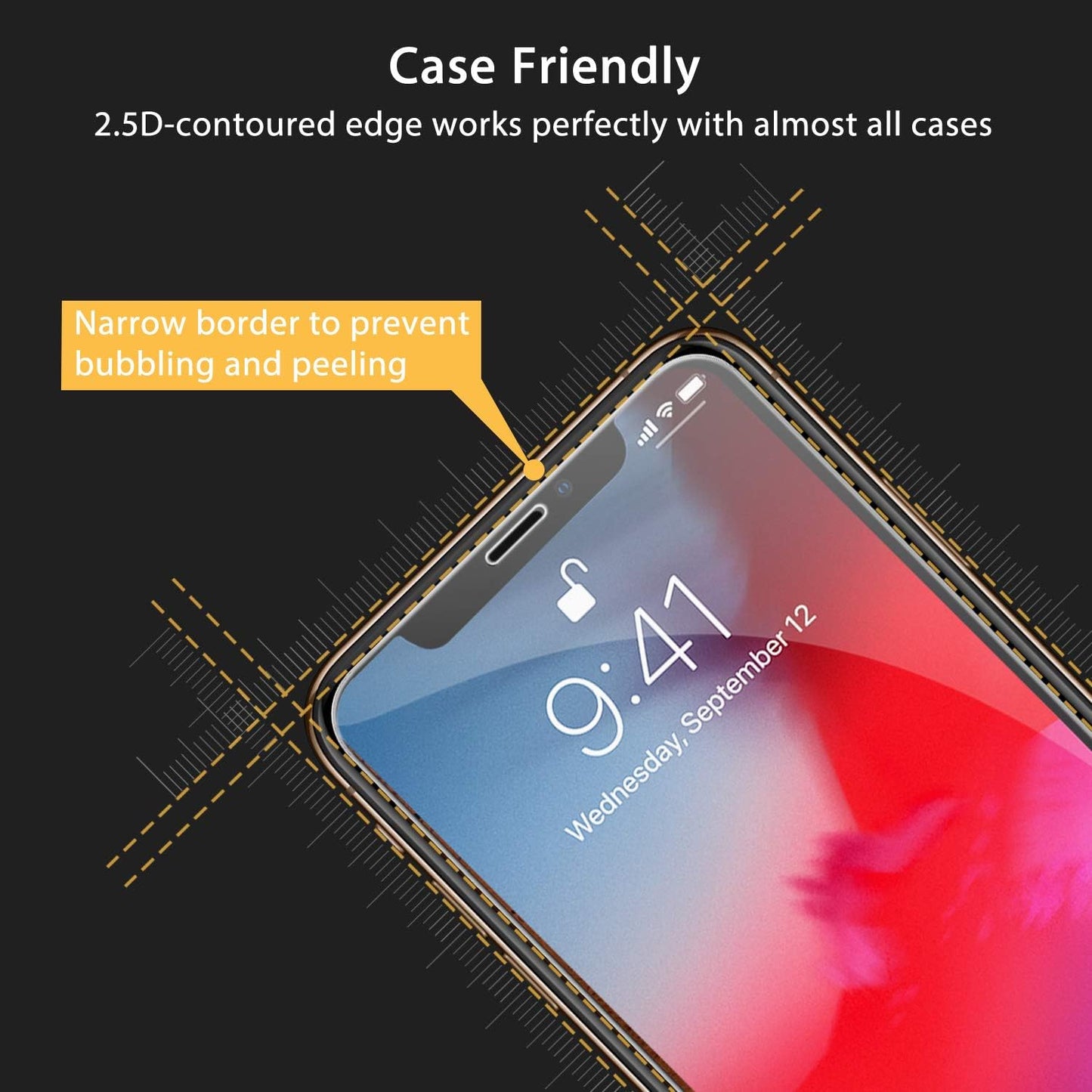UNBREAKcable Screen Protector for iPhone X/XS/ 11 Pro, Double Shatterproof Tempered Glass [Easy Installation Frame] [99.99% HD Clear] [9H Hardness] for iPhone 5.8 inch - 2 Pack