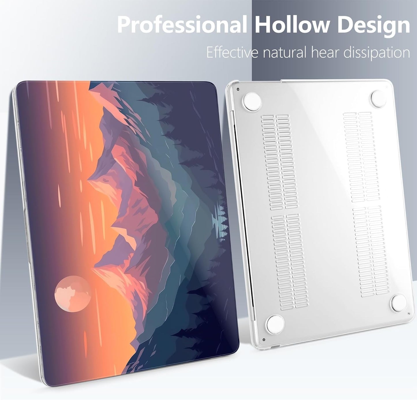 Batianda Premium Case for New MacBook Air 15 inch 2025 M4 2024 2023 with M3 M2 Chip Model A3114 A2941, Designed Protective Plastic Hardshell & Keyboard Cover & Screen Protector, Sunset