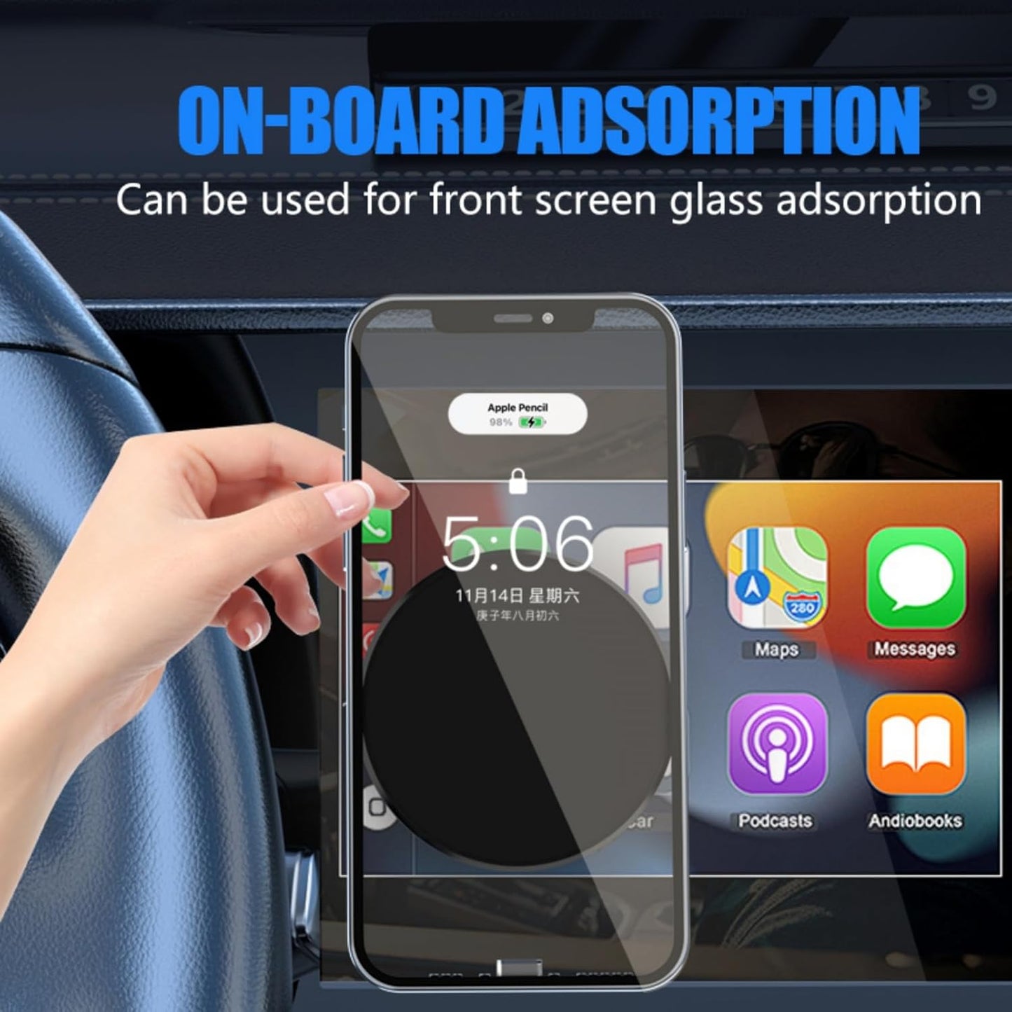 Muuto Suction Cup Phone Mount 360 Rotating Car Magnetic Phone Holder, Suction Phone Mount Windshield Dashboard Universal Suitable for iPhone and All Smartphones (Black)