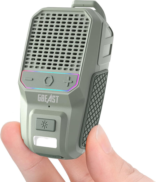 GBEAST Wearable Bluetooth Speaker with RGB/Flashlight, IPX6 Waterproof Clip-On Portable Speaker with 30H Playtime - Built-in Mic Hands-Free for Jobsite/Outdoor/Golf, TWS Portable Speakers (Green)