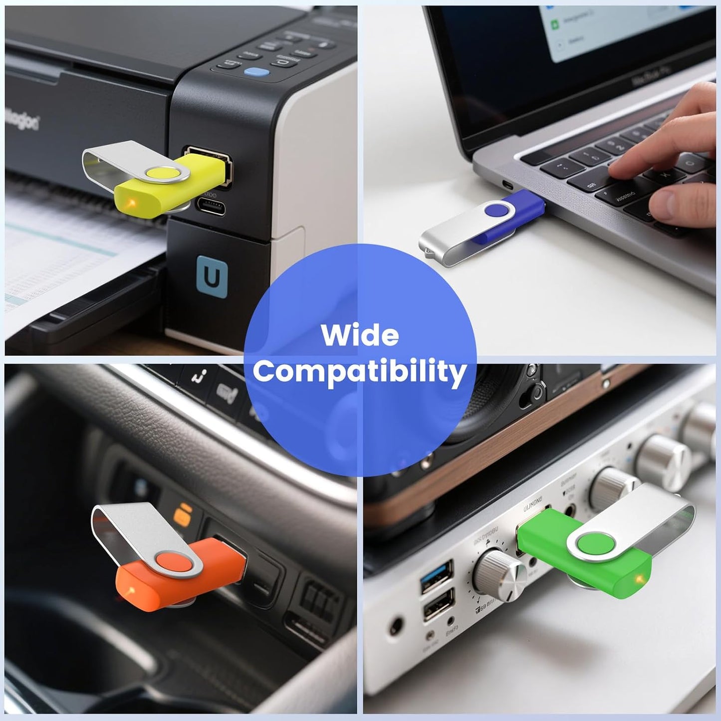 ABLAZE 2GB Flash Drives 500 Pack, USB 2.0 Thumb Drives Bulk Swivel Memory Stick Bulk USB 500 Pack Pendrives 2GB (Mixcolors)