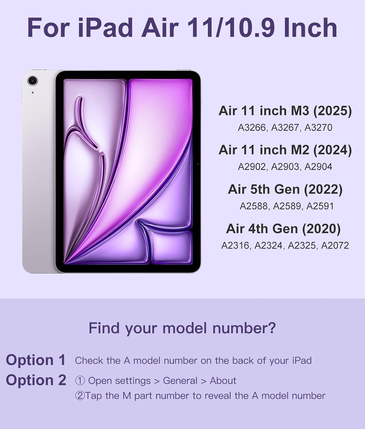 Compatible with iPad Air 11 Inch & Air 5th/Air 4th Generation Case with Keyboard - Multi-Touch Trackpad, 7-Color Backlit, Detachable Folio Cover for Air 11-inch M3/M2 (2025/2024), Light Purple