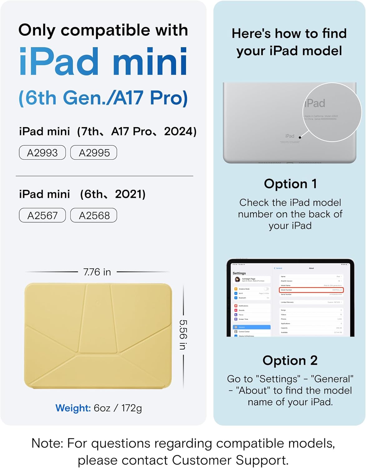 MOFT Dynamic Folio Case for iPad mini 7 A17 Pro 2024 & iPad mini 6th A15 2021, 8.3 Inch Silm Magnetic Stand Case with 20+ Viewing Angles, Auto Wake/Sleep, Ultra Thin, Panna Cotta x Faded Jeans