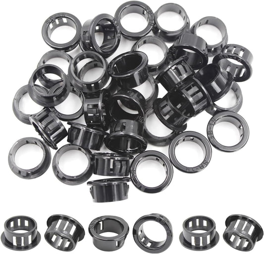 3/4"(19mm) Black Snap-in Knockout Insulating Bushing Grommets, Plastic Cable Hole Grommets for Wiring, Round Nylon Snap in Locking Electrical Wire Cord Hose & Tubing Bushings Grommets, 35pcs