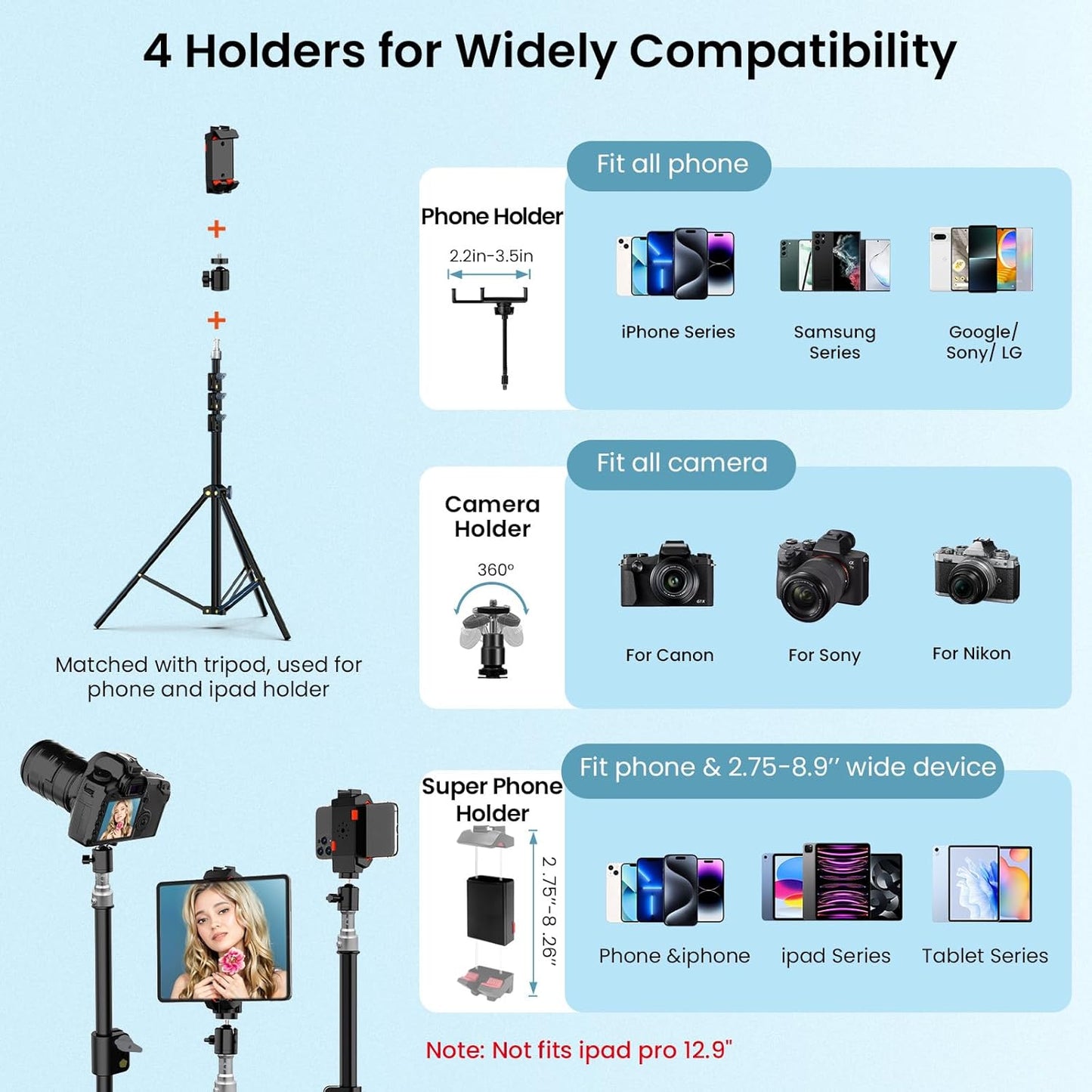 18" Large Ring Light with 60" Tripod Stand for iPhone, Portable Foldable Bi-Color 2500-6500K LED Big Ringlight for iPad with Bluetooth Remote Video Recording YouTube TikTok Photography Makeup