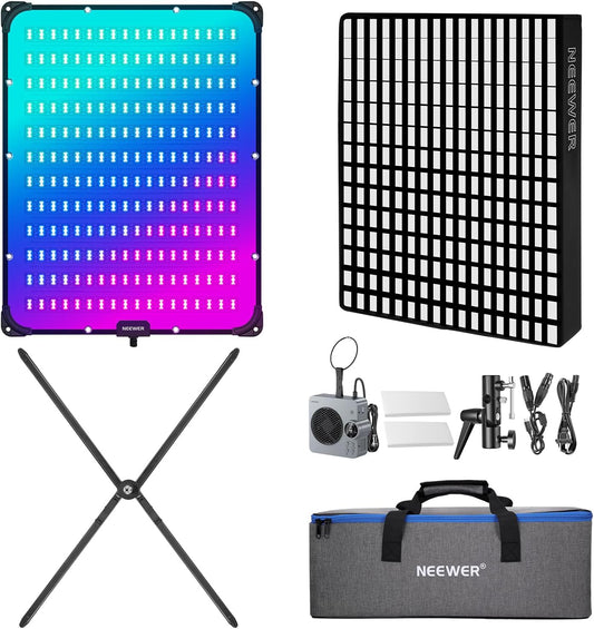 NEEWER Pro 200W Flexible LED Video Light, Studio RGB Panel Light Mat Kit with Softbox APP/2.4G/DMX Control 2500-10000K 25000lux/0.5m CRI95+, Key Lighting for Live Streaming Video Recording, AF200C
