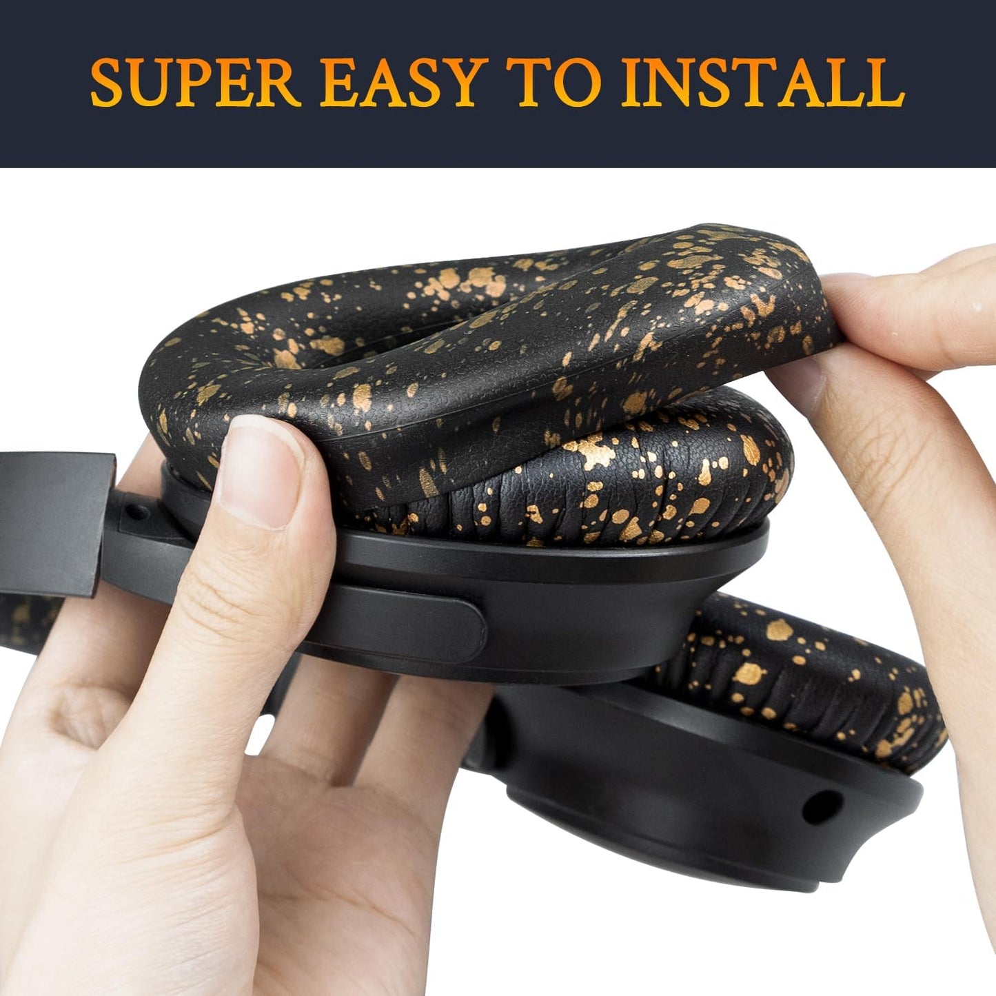 SOULWIT Silicone Ear Pads Cover Protector for Bose QuietComfort QC15 QC25 QC2 QC35 QC45/Ae2 Ae2i Ae2w/SoundTrue & SoundLink AE Headphones Cushions, Sweatproof, Easily Washable - Black Gold