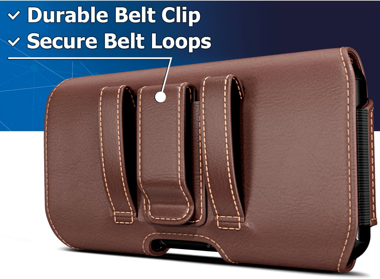 DeBin Case for Galaxy S25 Ultra, S24 Ultra 5G, S24 FE, S23 Ultra, S22 Ultra, S21 Ultra, Note 20 Ultra - Cell Phone Belt Holster with Clip Carrying Pouch Holder Cover Brown