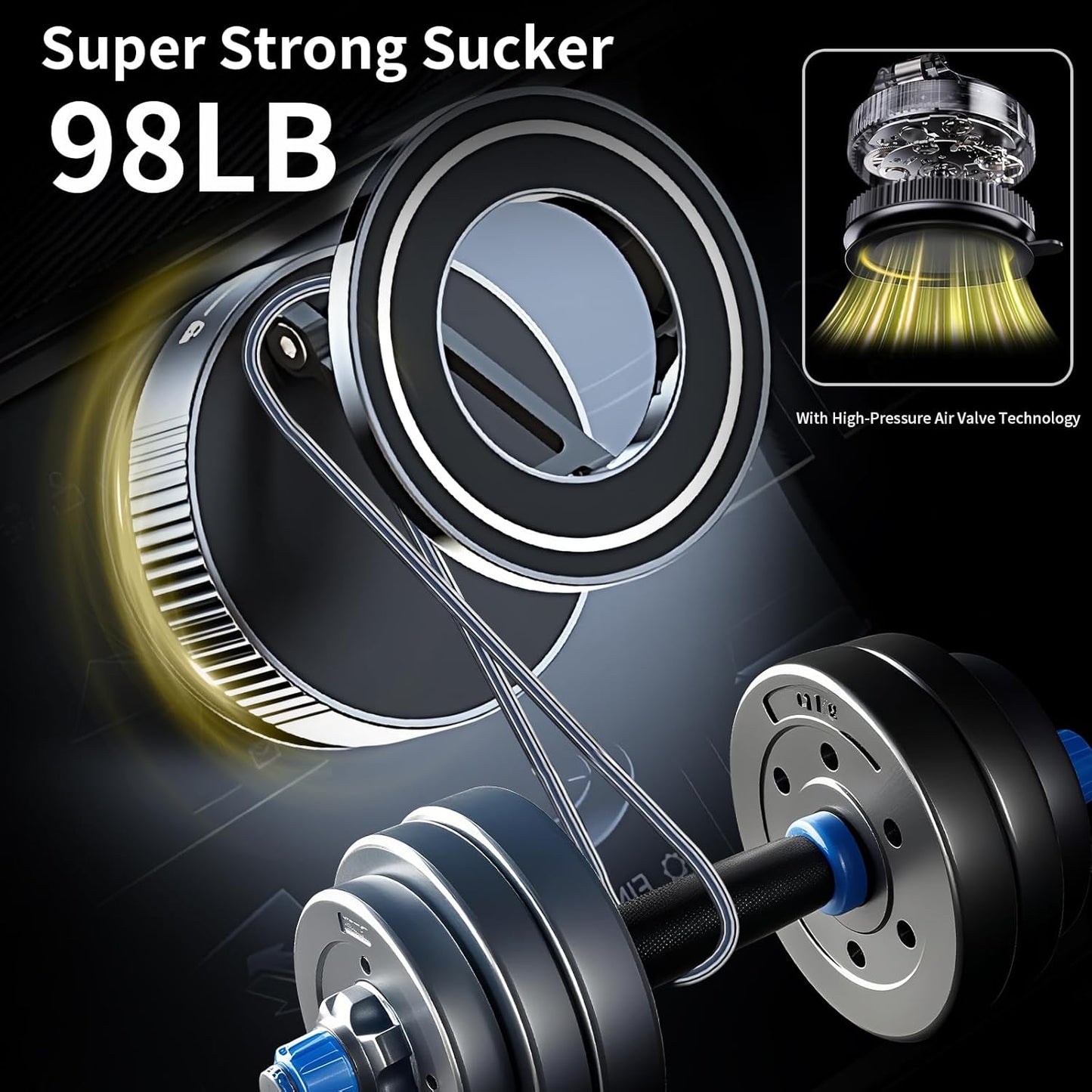 360° Vacuum Suction Cup Magnetic Car Phone Holder [ 96+LBS Suction & 2800gf Magnetic ], Foldable Portable Magnetic Phone Holder for Your Car, Car Phone Mount for iPhone 16/15/14/13/12 Series