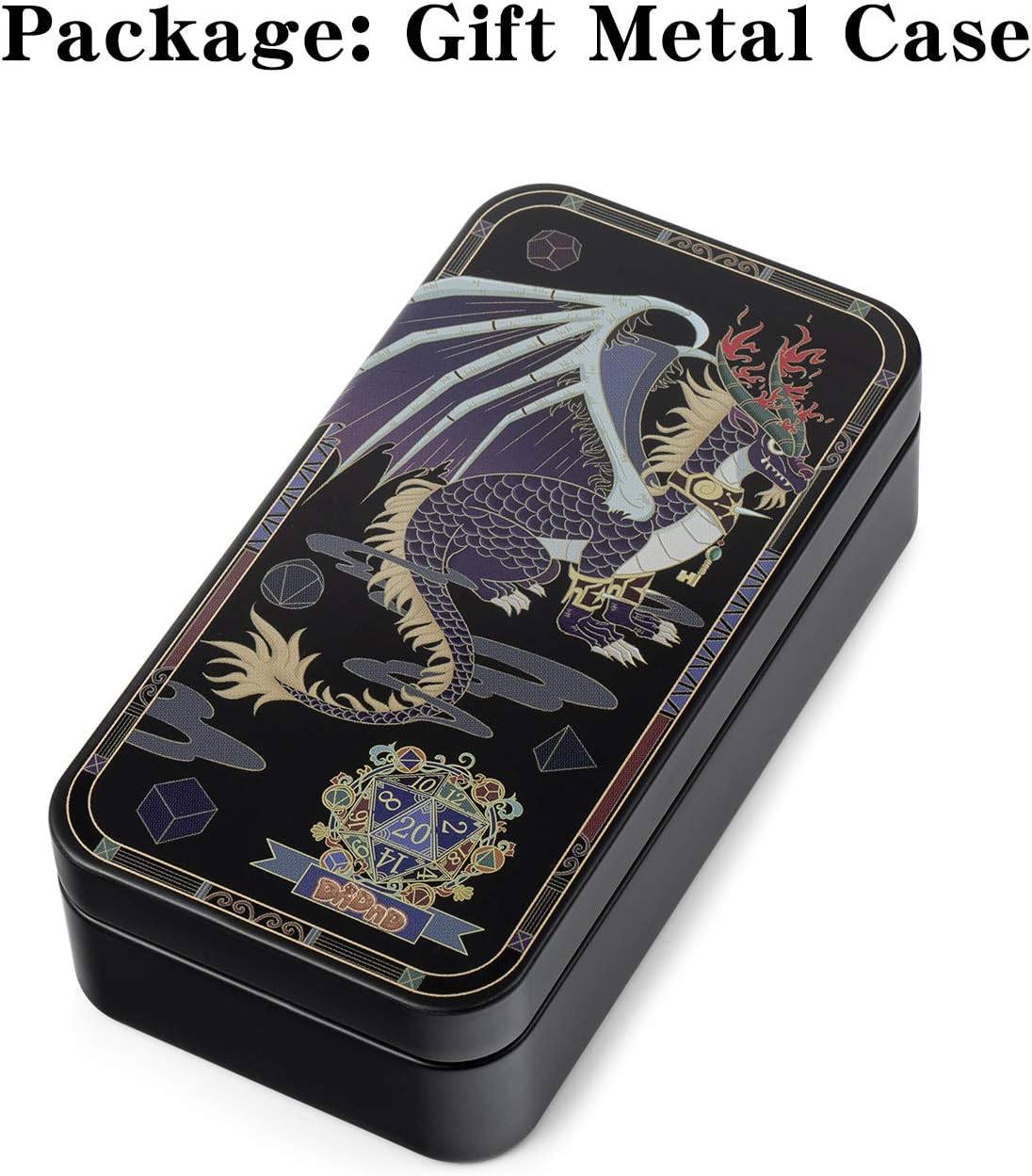 DNDND Rainbow Edge 7 Pieces Metal Dice Set DND Polyhedarl Heavy D&D Dice Set with Metal Tin for Dungeons and Dragons and Role Playing Game