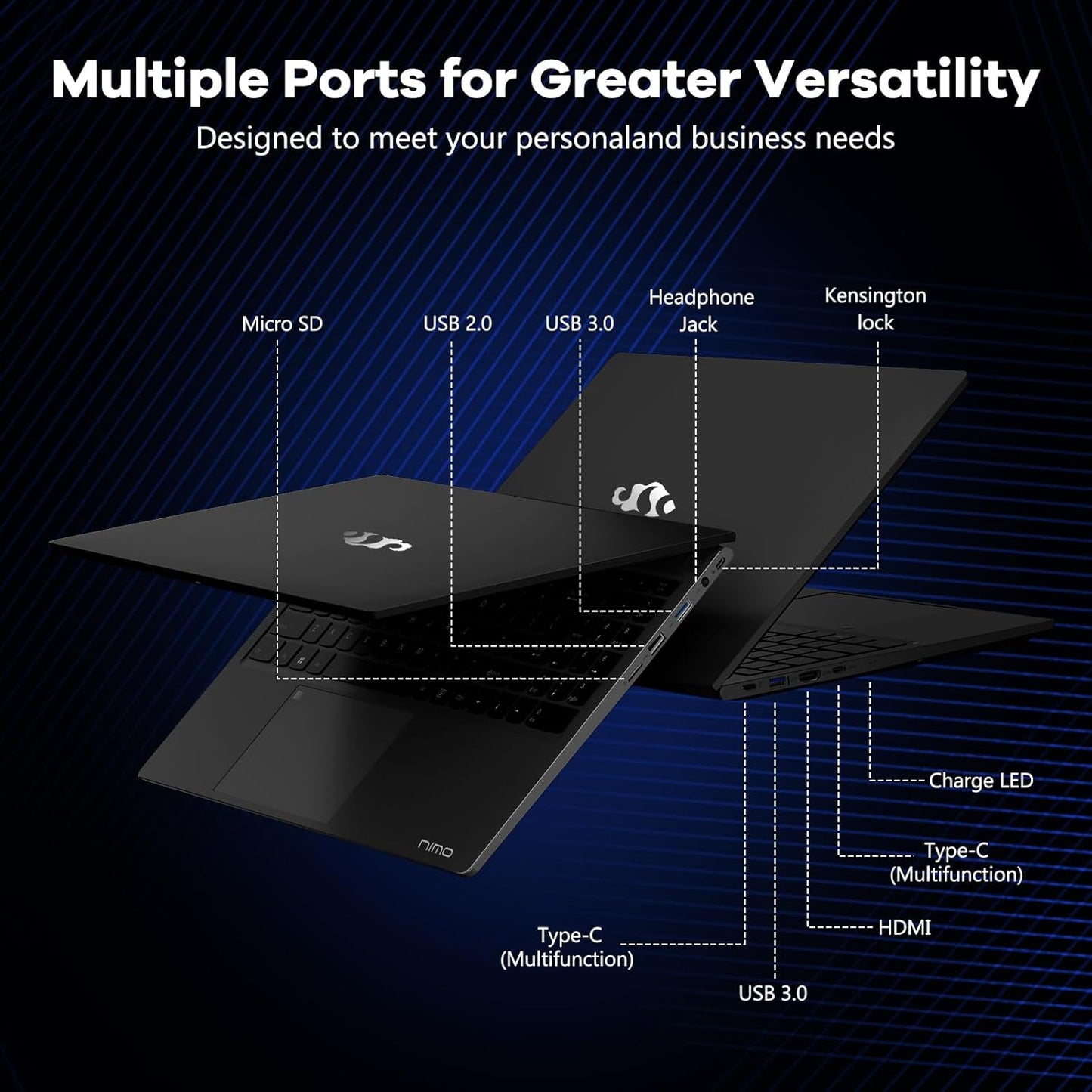 NIMO 15.6" IPS FHD-Gaming-Laptop, AMD Ryzen 5 6600H 6 Cores 64GB DDR5 RAM 1TB SSD (Beat i7-1165G7, Up to 4.5GHz) Radeon 660M GPU-Computer with Backlit Keyboard 100W Type-C Fingerprint Win 11
