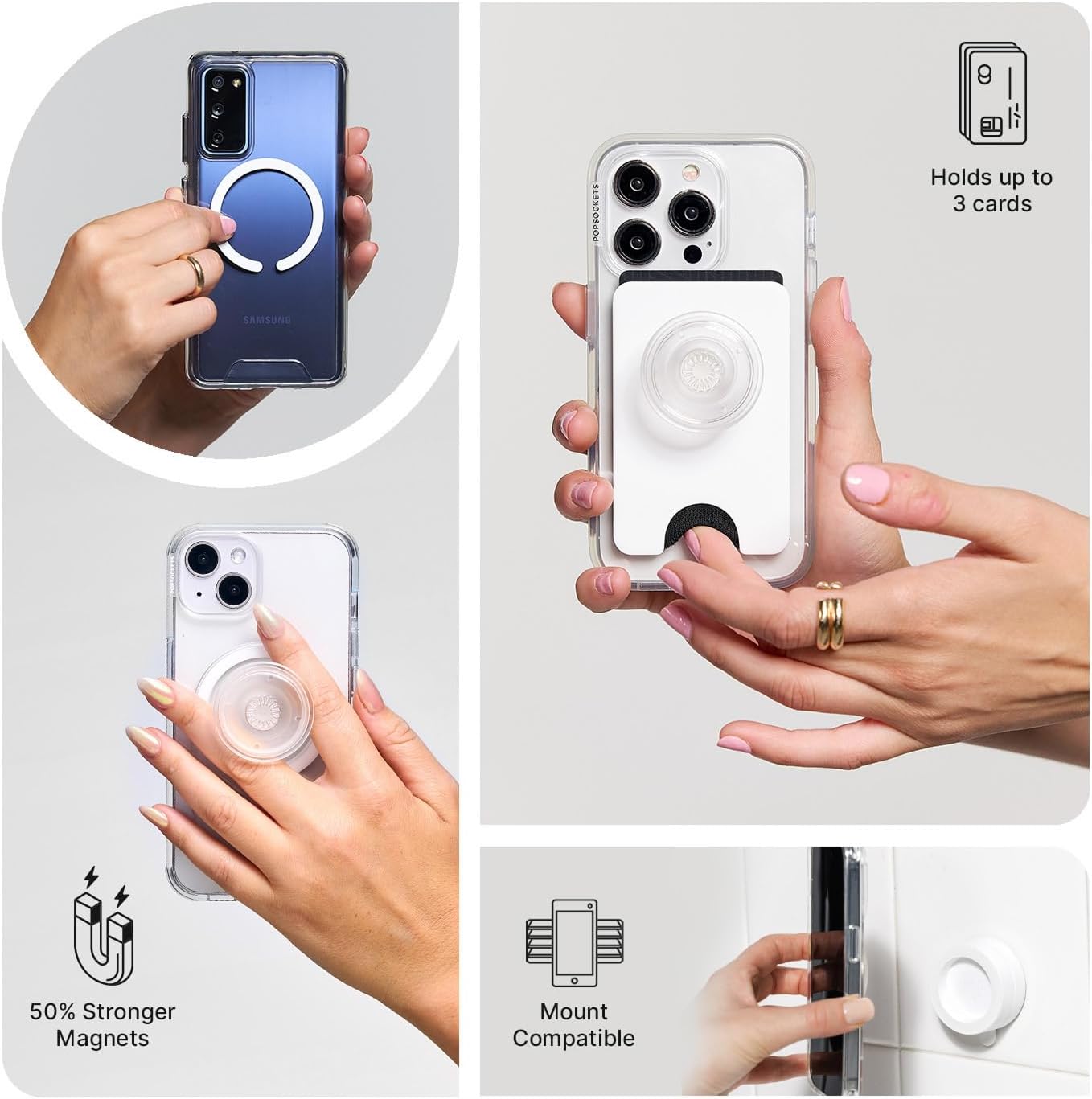 PopSockets Phone Grip for MagSafe with Kickstand, Magnetic Stand, Swappable Top, Secure Hold for iPhone MagSafe Cases, Phone & Tablet Grip - Soft Touch Dusk