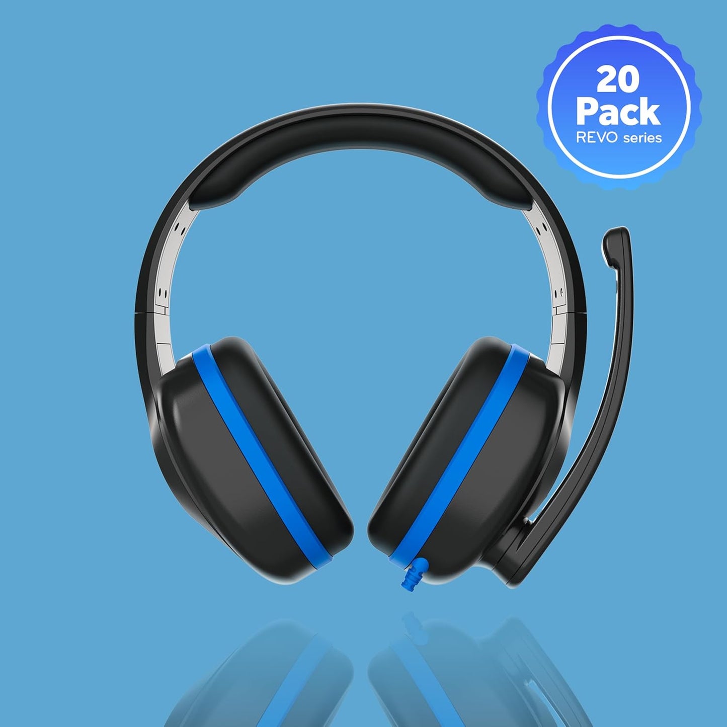 ThinkWrite Technologies TWT Audio REVO Headset, Premium Wired Over-Ear Headset, Noise Reducing Headset with Mic Boom (3.5MM) - 20 Pack