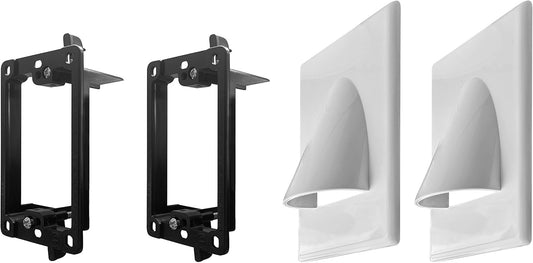 2 Pack Wall Plate Cable Pass Through with Bracket - In Wall Cable Management Kit - Snap ON Wall Plate with Single Gang Low Voltage Mounting Bracket - Decorator Cover for Low Voltage Cables