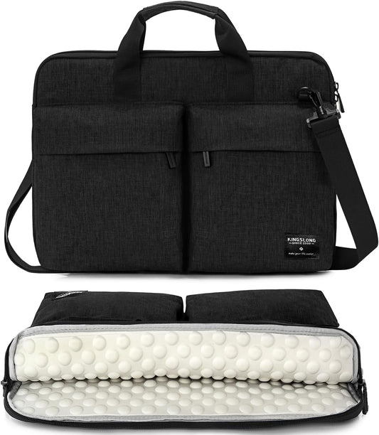 KINGSLONG 17-17.3 inch Slim Laptop Bag, Computer Carrying Case with Shoulder Strap, Notebook Handbag Cover for Men Women Fits Acer Asus Lenovo HP Toshiba Black