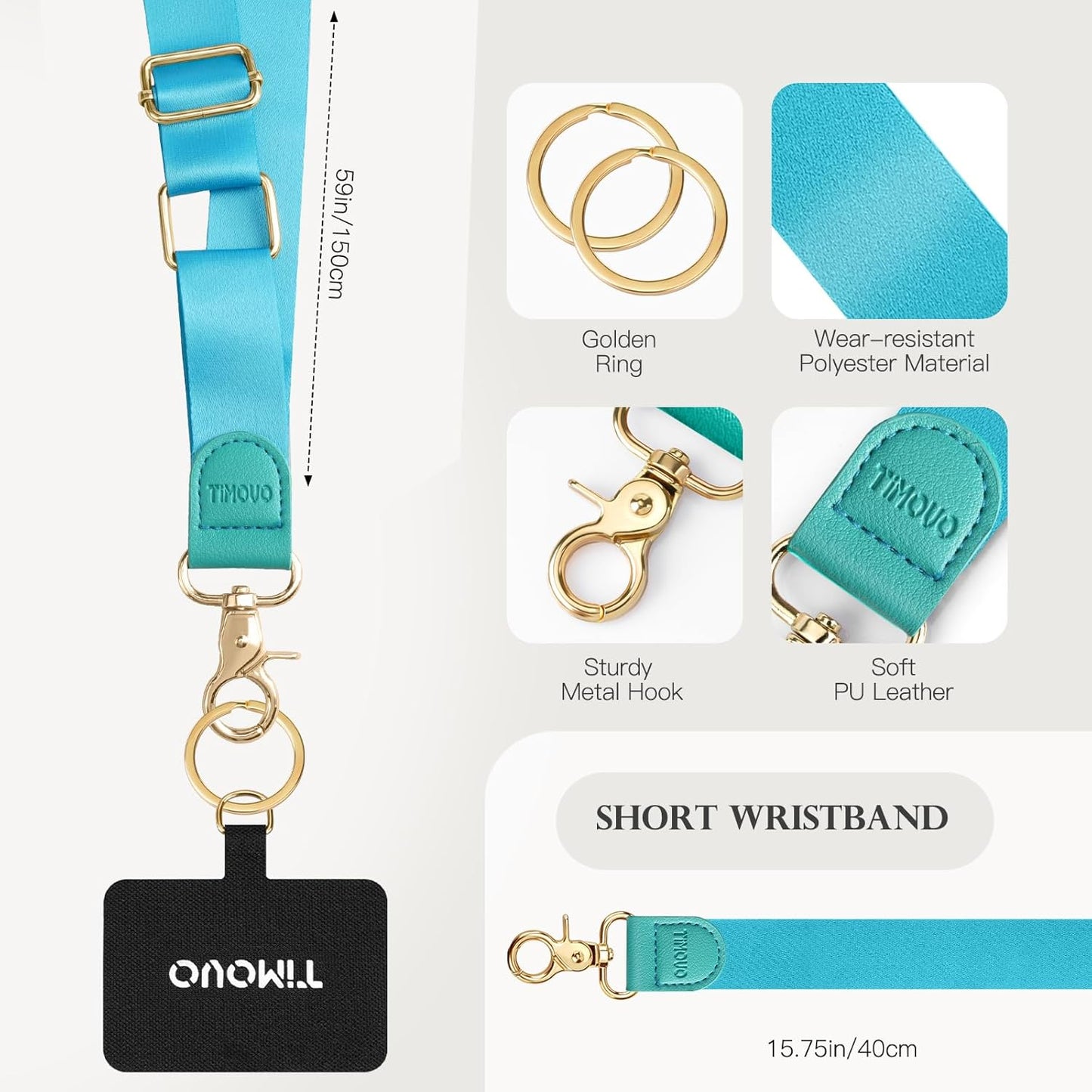 TiMOVO Phone Lanyard Crossbody Wrist Strap, Adjustable Anti-Theft Strap for Smartphone Case