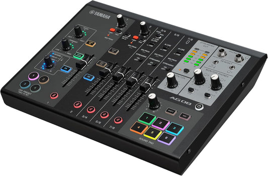 Yamaha AG08 Black 8-Channel Live Streaming Loopback Mixer/USB Interface with Steinberg Software Suite