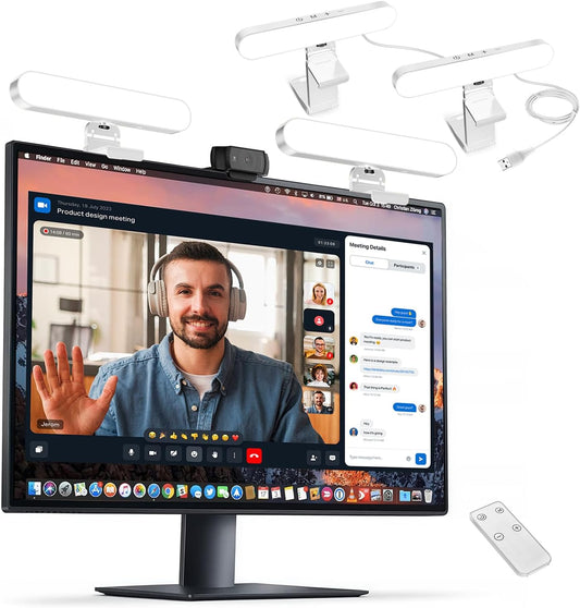 yAyusi Dual-lamp Video Conference Lighting, LED Streaming Light with Remote and Touch Control, Zoom Lighting for Computer,Webcam Laptop Monitor Ring Light for Video Calls/Zoom Meetings/Video Recording