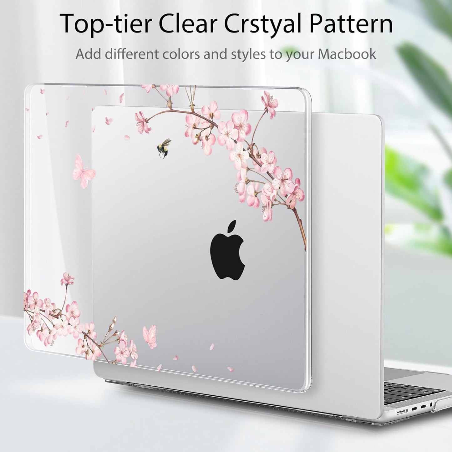 Tuiklol for M4 MacBook Pro 14 Inch Case 2024-2021 Release A3112 A3401 A3185, M3 A2918 A2992/M2 A2779/M1 A2442 Pro/Max Chip,Hard Shell Case with Screen Protector for Touch ID, Plum Blossom