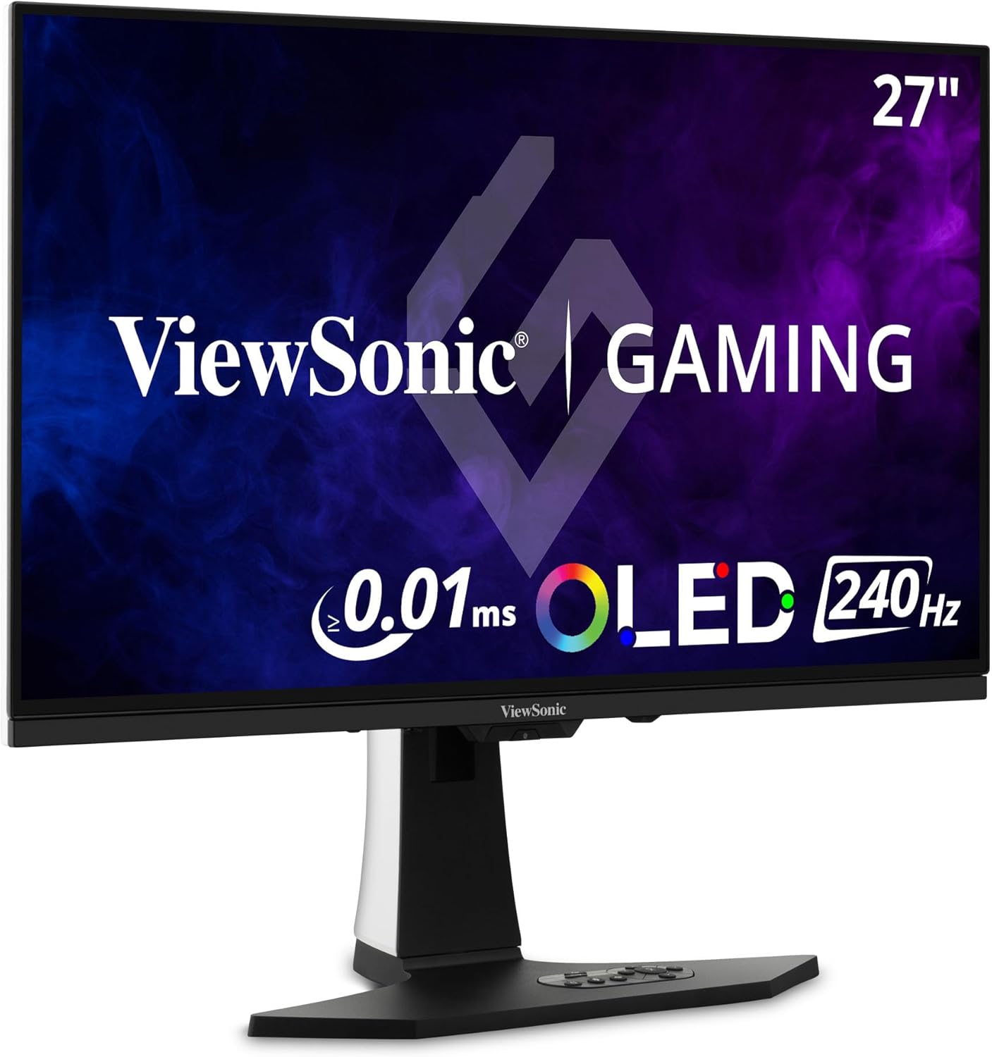 ViewSonic XG272-2K-OLED 27 Inch 1440p 240Hz OLED Ergonomic White Gaming Monitor with up to 0.01ms, FreeSync Premium, G-Sync Compatibility, RGB, and USB-C, HDMI v2.1, DP Inputs