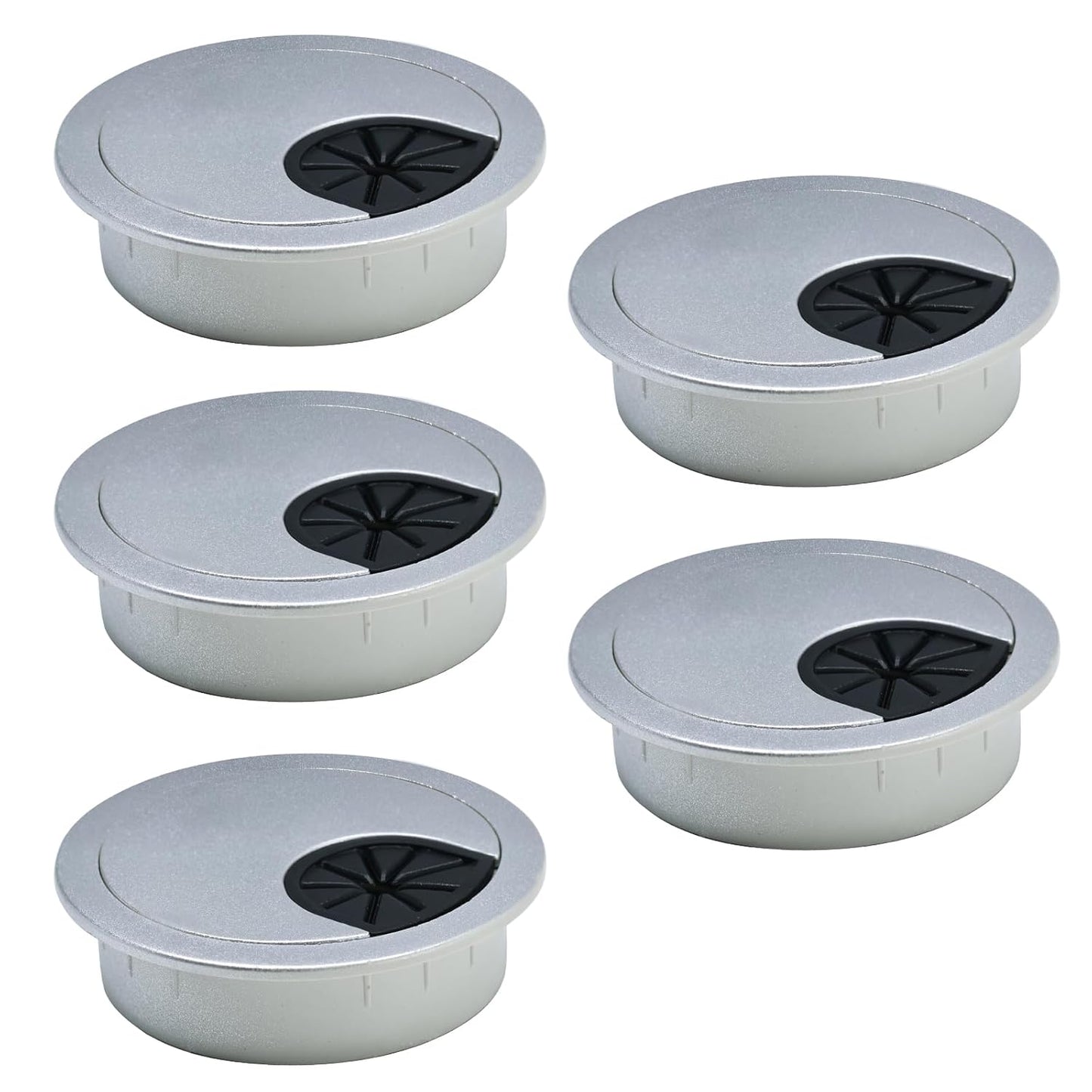 5 Pcs Desk Grommet 3-1/8" / 80 mm, Desk Cord Hole Cover, Cable Grommet ABS Plastic, Desk Hole Grommet for Home & Office Pc, Detachable Cable Cord Organizer-Silver Sand