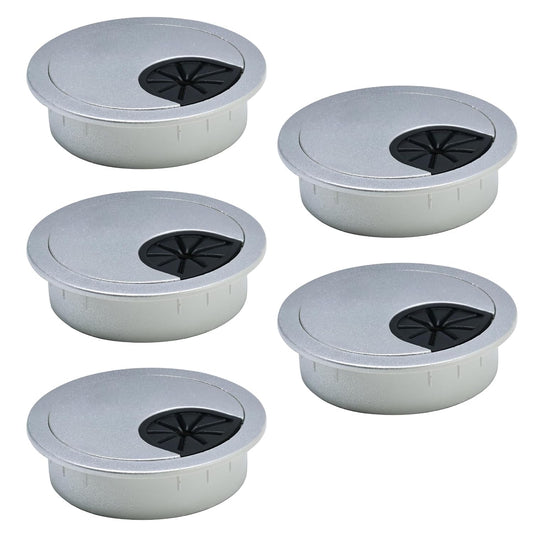 5 Pcs Desk Grommet 3-1/8" / 80 mm, Desk Cord Hole Cover, Cable Grommet ABS Plastic, Desk Hole Grommet for Home & Office Pc, Detachable Cable Cord Organizer-Silver Sand