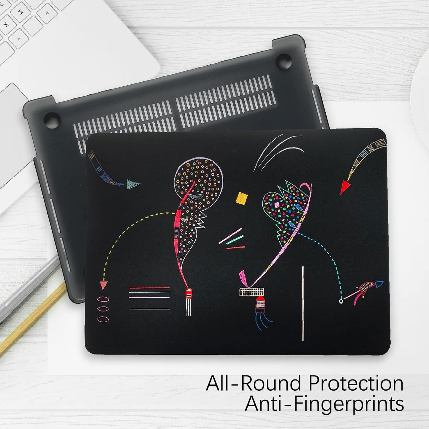 Berkin Arts for MacBook Air 13.6 inch Case A3240 A3113 A2681 (M4 M3 M2) 2025 2024-2022 Release with Keyboard Cover & Screen Naive Art Illustrated (Two Sides by Kandinsky)