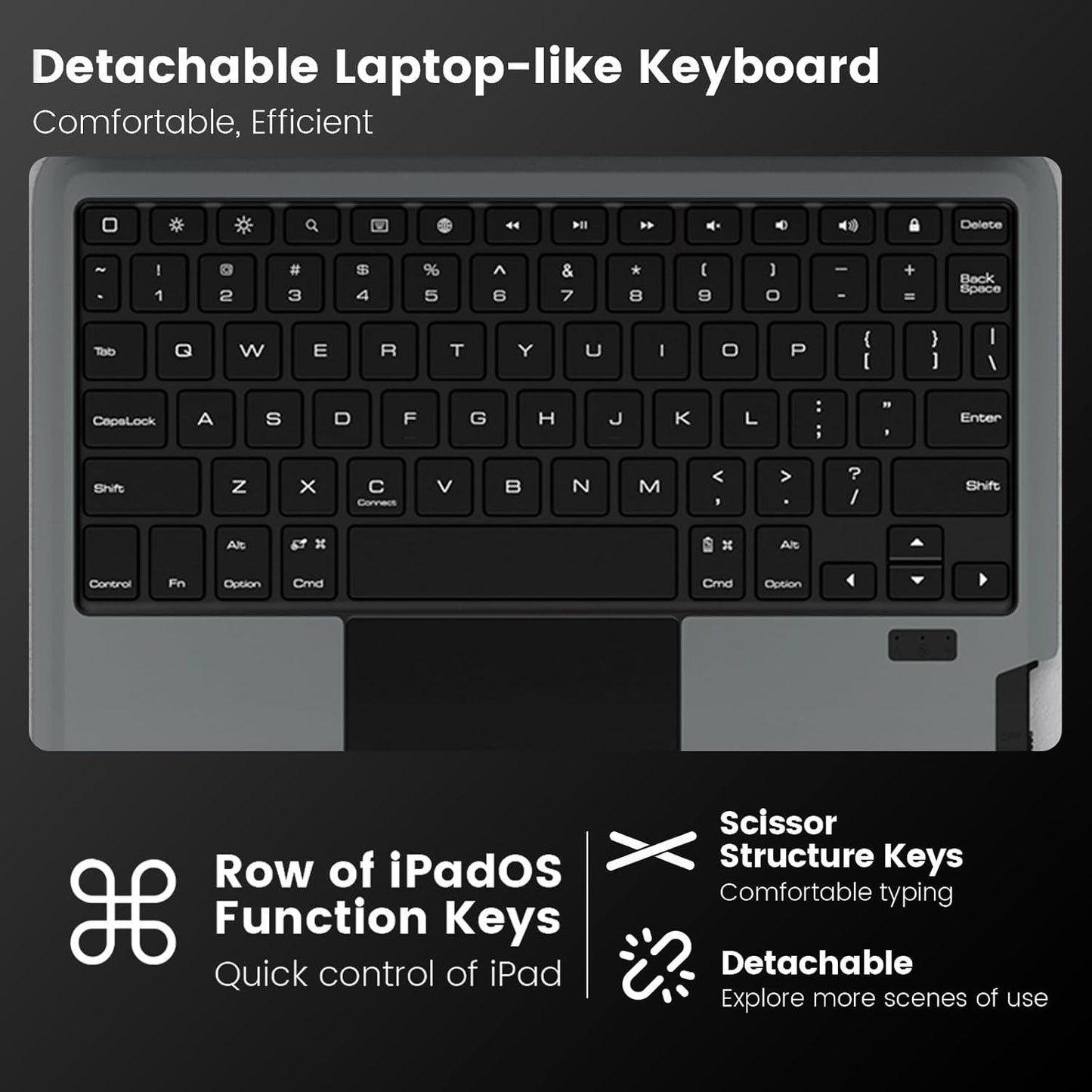 Nillkin iPad A16 (11th Gen) / 10th Gen Case with Detachable Keyboard, Magic Trackpad, Portrait/Landscape, Rugged Keyboard Case with Camera Cover for iPad 11th / 10th Generation (2025/2022), Black