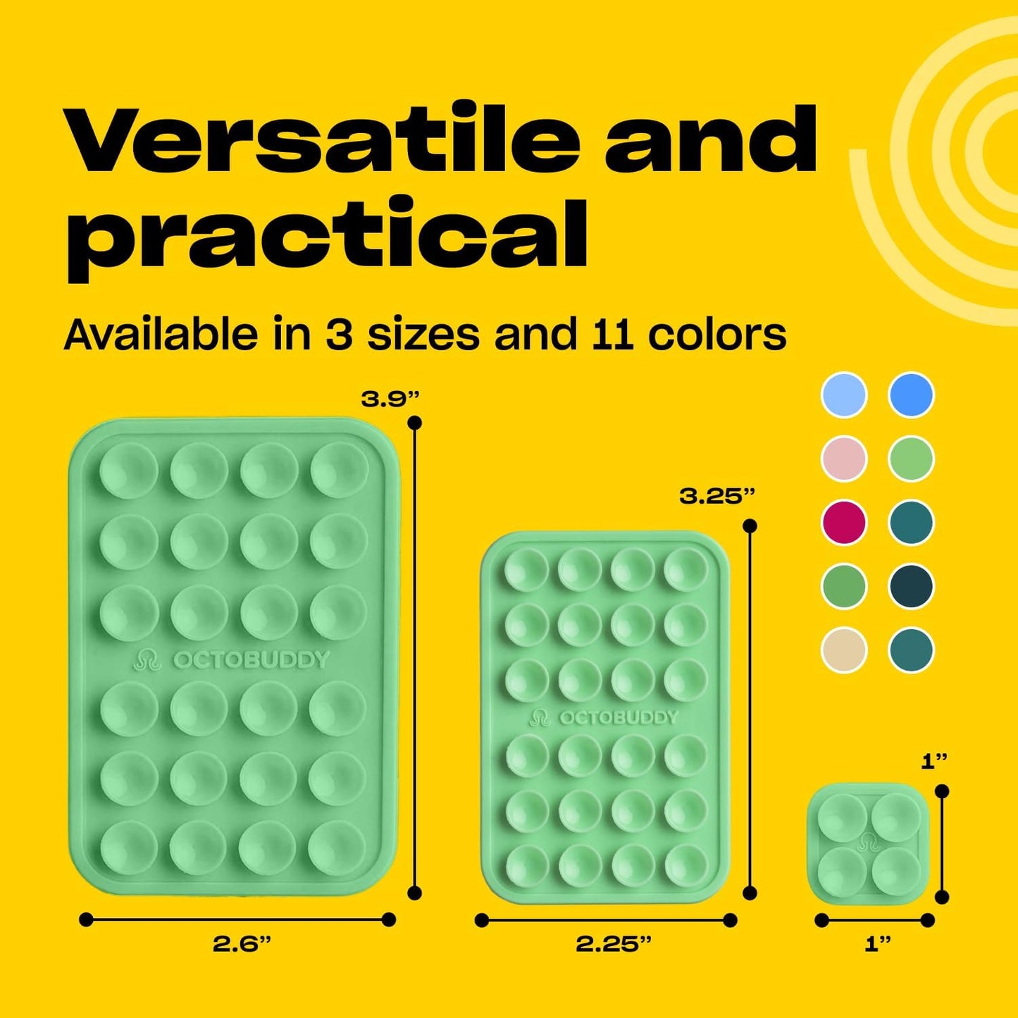 Classic - Silicone Suction Phone Case Adhesive Mount - Hands-Free, Strong Grip Holder for Selfies & Videos - iPhone & Android Compatible - 2.25″ x 3.25″, Green Ash