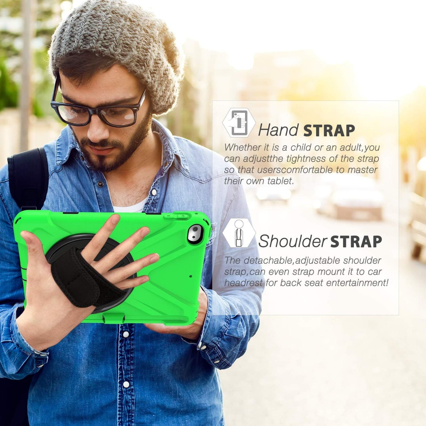 BRAECN iPad mini 5 Case,iPad mini 4 Case, Heavy Duty Shockproof Protective Rugged Case with Pencil Holder,Hand Strap,Kickstand, Shoulder Strap for iPad mini 5th/4th Generation 7.9 Inch for Kids