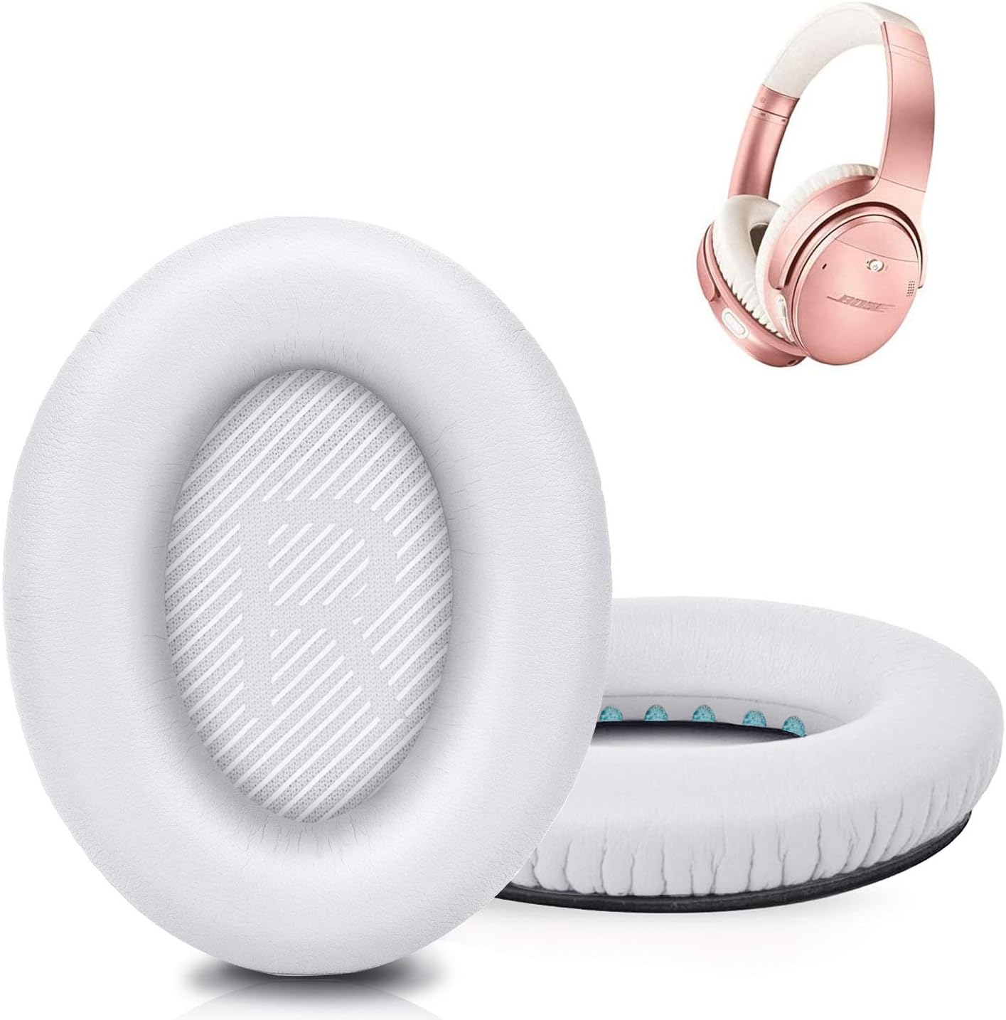 Premium Replacement Ear Pads Compatible for Bose QC35 & QC35ii Over-Ear Headphones Made by GEVO- Comfortable Adaptive Memory Foam and Extra Durable Earpads Kit for Bose QuietComfort 35 &35ii(White)