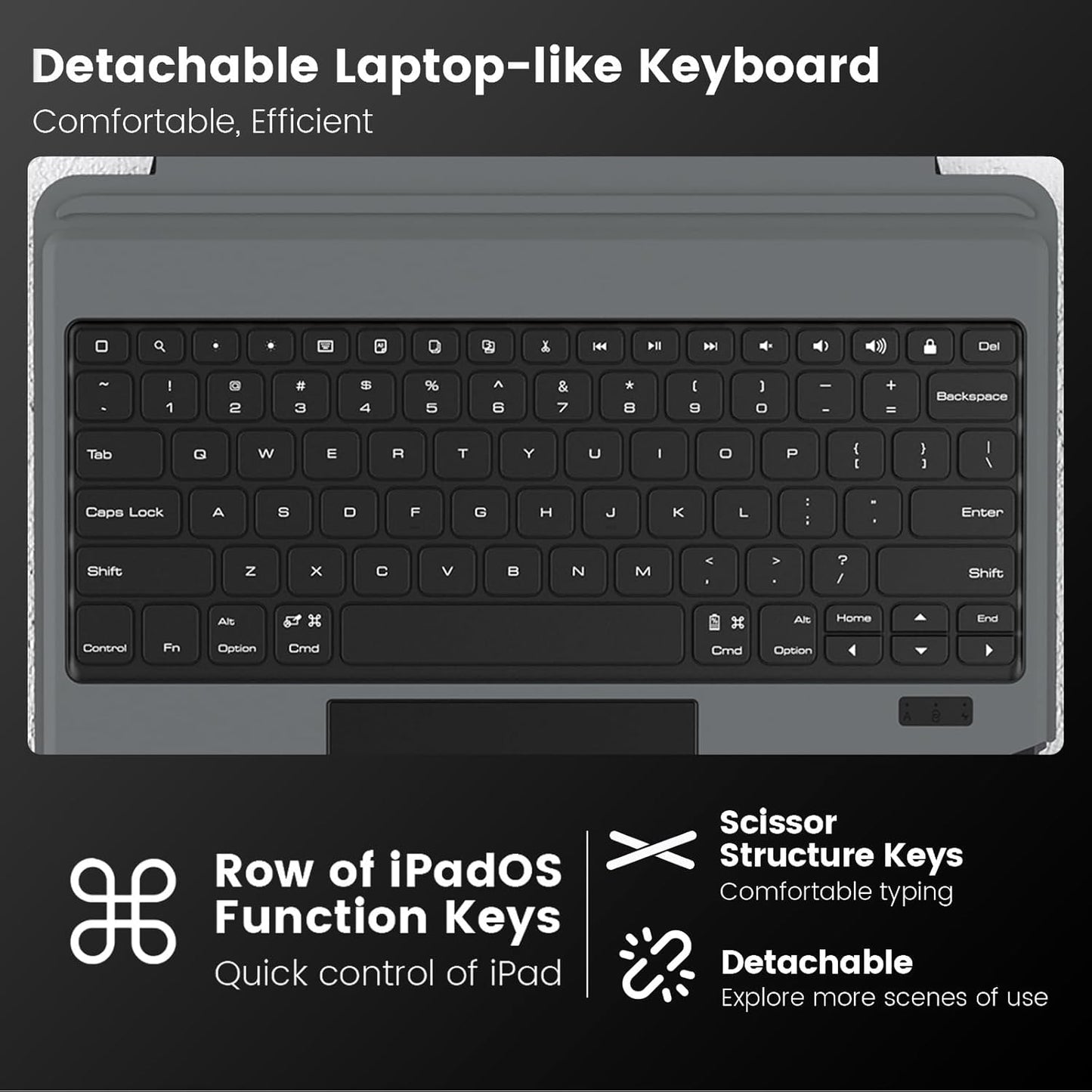 Nillkin Keyboard Case for iPad Air 13-inch (M3 2025/M2 2024), iPad Pro 12.9-inch (6th/5th/4th/3rd Gen) Rugged Case with Detachable Keyboard, Magic Trackpad, Portrait/Landscape Stand, Black